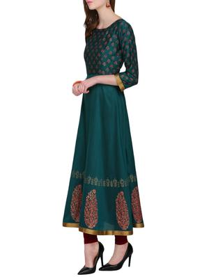 KAANCHIE NANGGIA green cotton blend flared kurta - 14926700 - Standard Image - 2