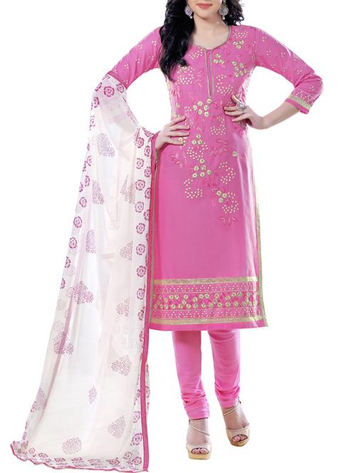 embroidered semi-stitched churidaar suit - 14927567 - Standard Image - 1