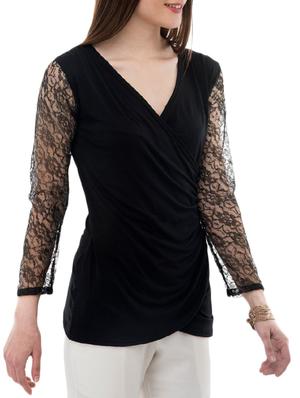 floral mesh sleeved wrap top - 14930610 - Standard Image - 2