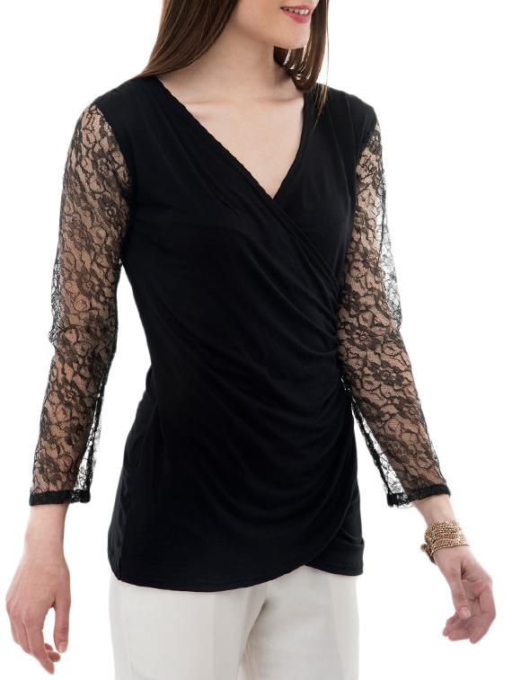 floral mesh sleeved wrap top - 14930610 - Zoom Image - 2