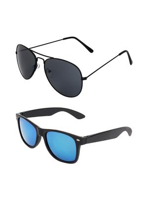 Abner Aviator, Wayfarer Sunglasses (Black, Blue) - 14931158 - Standard Image - 2