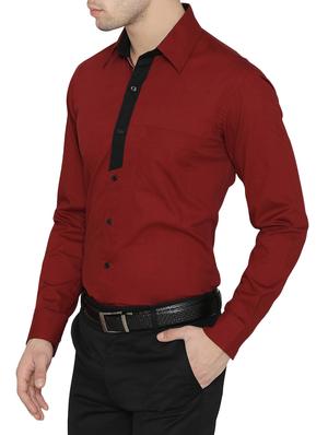 maroon cotton casual shirt - 14933261 - Standard Image - 2
