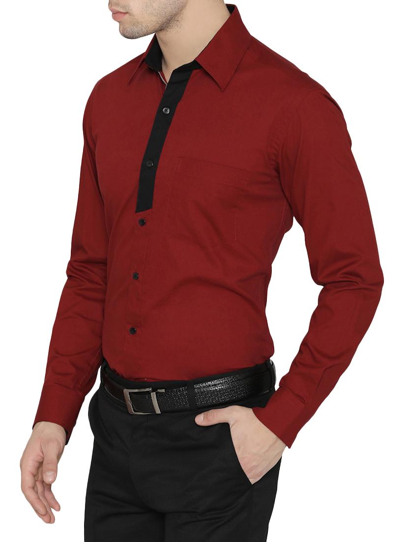 maroon cotton casual shirt - 14933261 - Zoom Image - 2