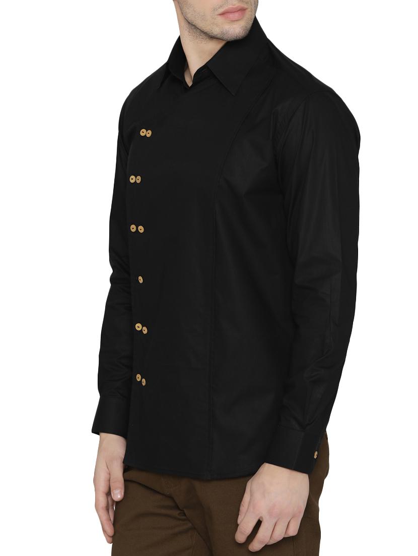 black cotton casual shirt - 14933268 - Zoom Image - 2