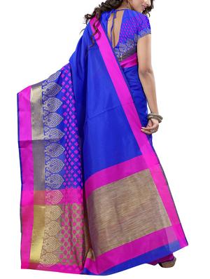 blue cotton silk woven saree with blouse - 14935095 - Standard Image - 2