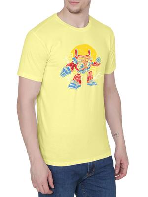 yellow cotton chest print tshirt - 14936162 - Standard Image - 2