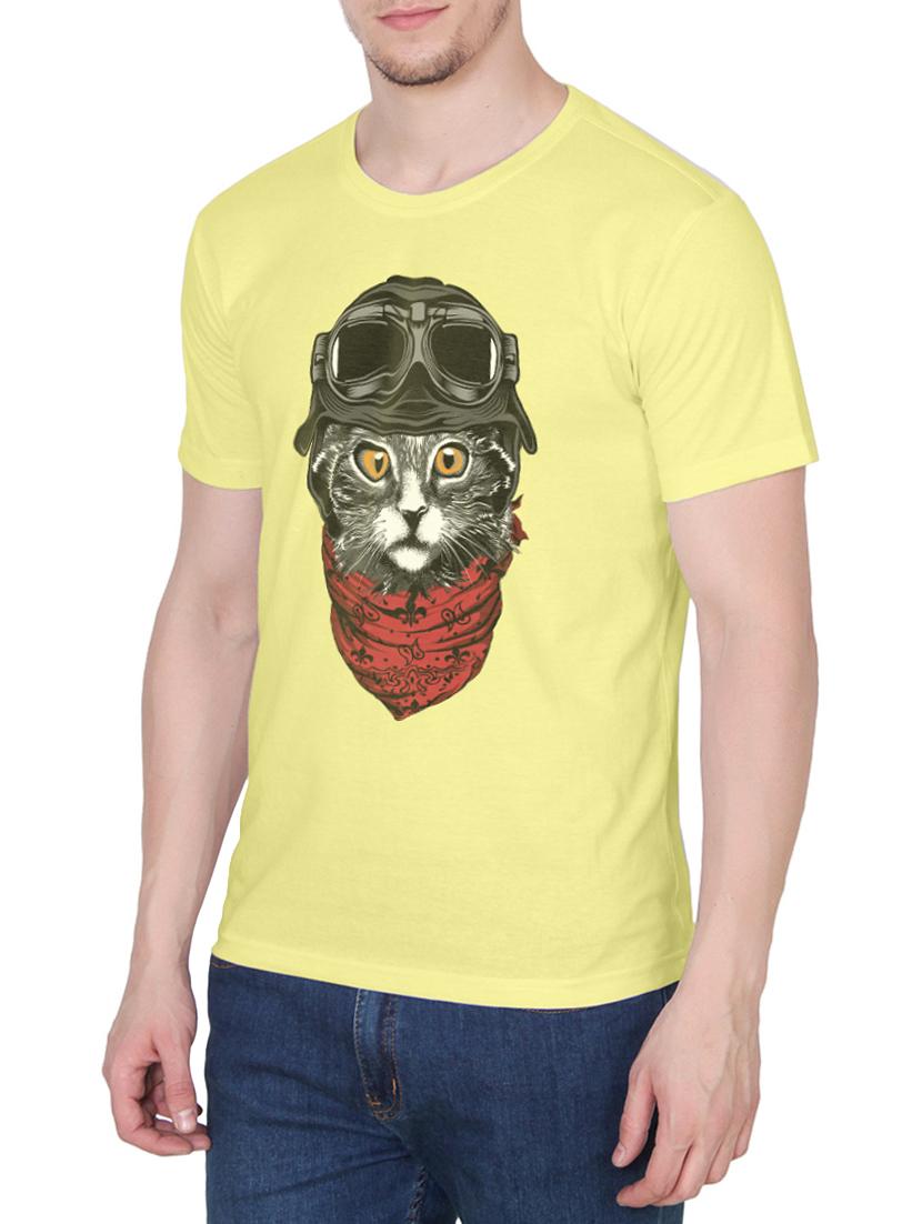 yellow cotton chest print tshirt - 14936187 - Zoom Image - 2
