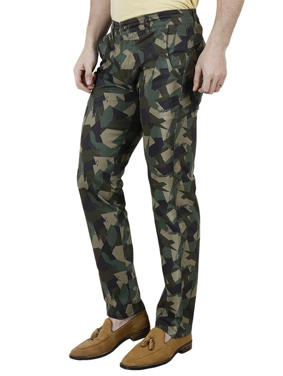 green cotton blend flat front casual trouser - 14937541 - Zoom Image - 2