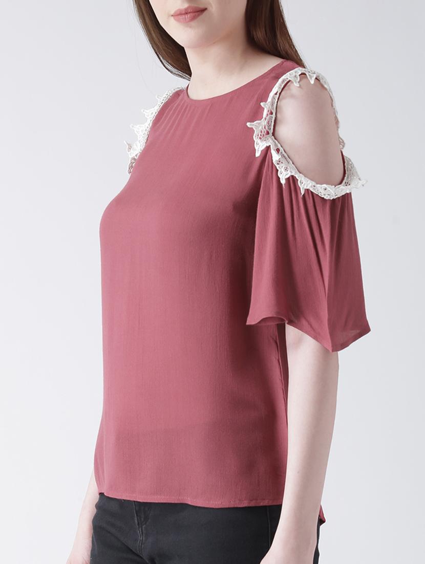 solid maroon rayon top - 14937696 - Zoom Image - 2