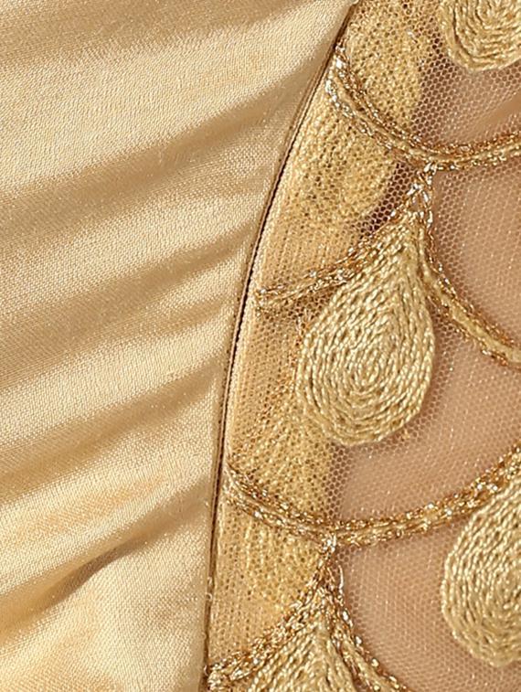 indian dobby golden velvet boat neck blouse. - 14937875 - Zoom Image - 5