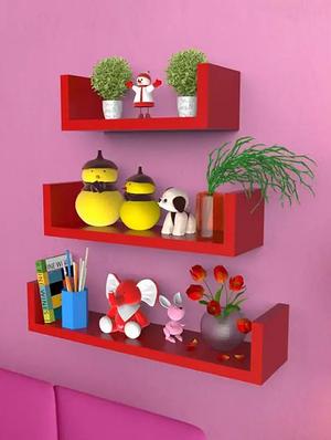 MDF Handicraft Wall Decor U-shaped Designer Wall Shelf Pack of 3 - 14944532 - Standard Image - 2