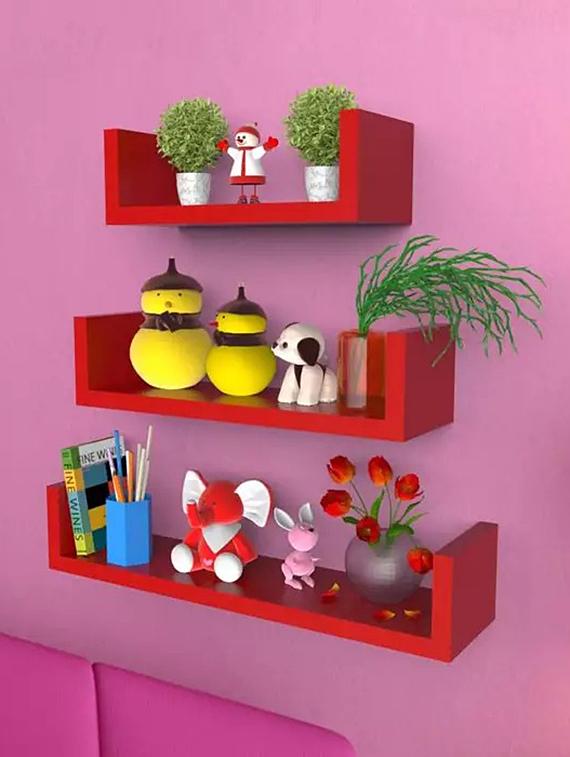 MDF Handicraft Wall Decor U-shaped Designer Wall Shelf Pack of 3 - 14944532 - Zoom Image - 2