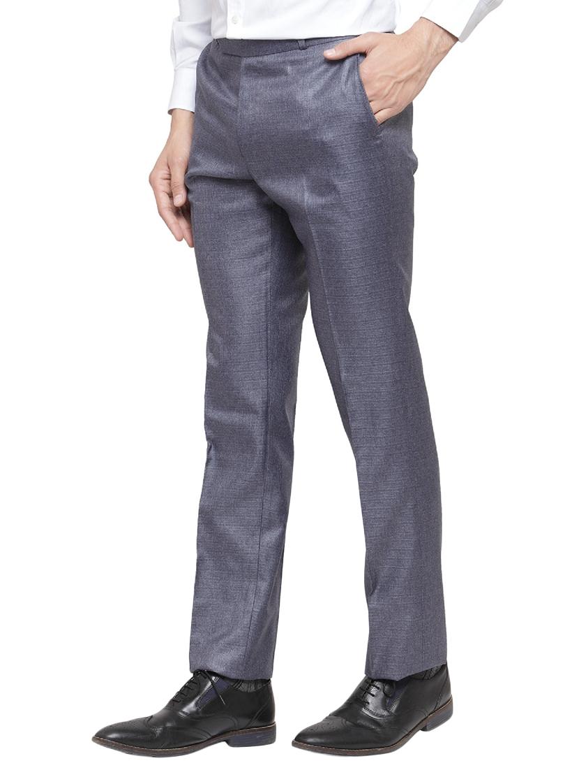 grey cotton blend flat front formal trouser - 14945140 - Zoom Image - 2