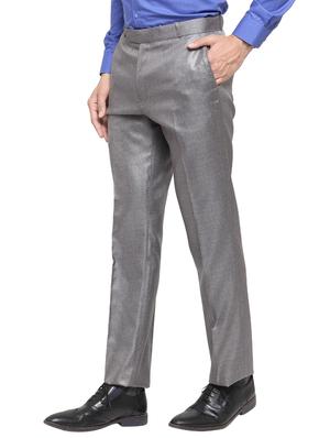 grey cotton blend flat front formal trouser - 14945143 - Standard Image - 2