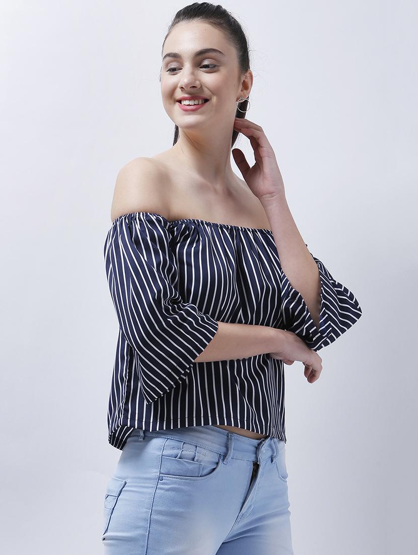 off shoulder striped top - 14946777 - Zoom Image - 2