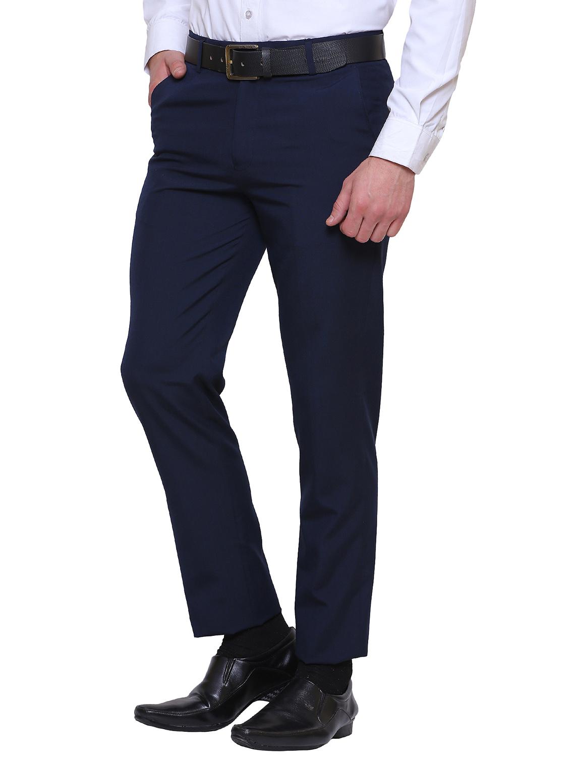 navy blue polyester blend flat front formal trouser - 14947604 - Zoom Image - 2