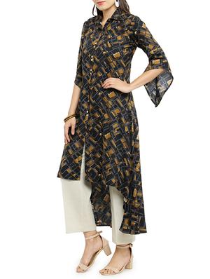 asymmetric bell sleeves kurta - 14947775 - Standard Image - 2