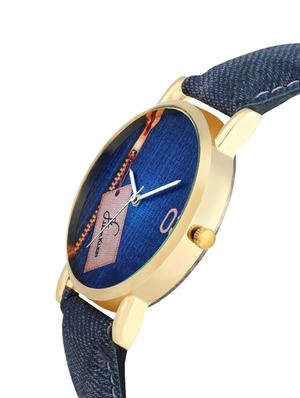 Jack Klein Stylish And Funky Golden Case Denim Finish Wrist Watch - 14948801 - Standard Image - 2