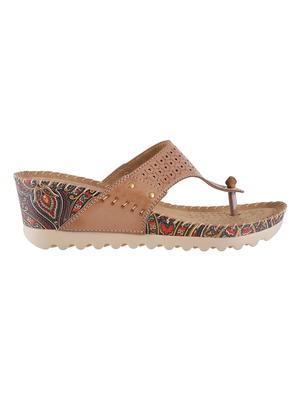 brown open thong wedge - 14949461 - Standard Image - 2