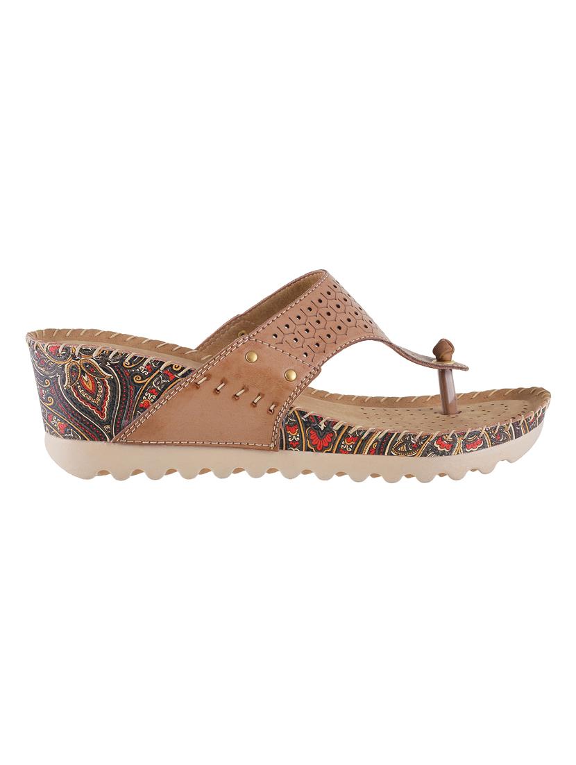 brown open thong wedge - 14949461 - Zoom Image - 2