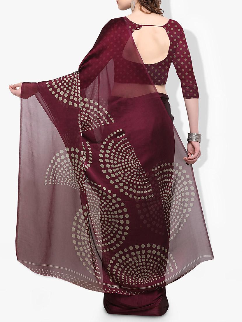 magenta printed saree with blouse - 14951364 - Zoom Image - 2