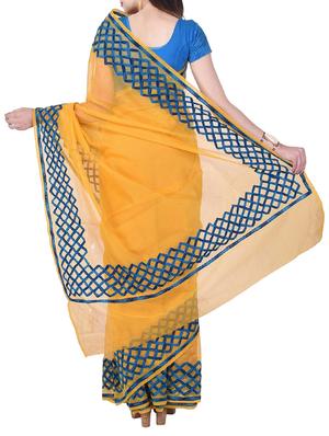 mustard kota cotton embroidered saree with blouse - 14953506 - Standard Image - 2