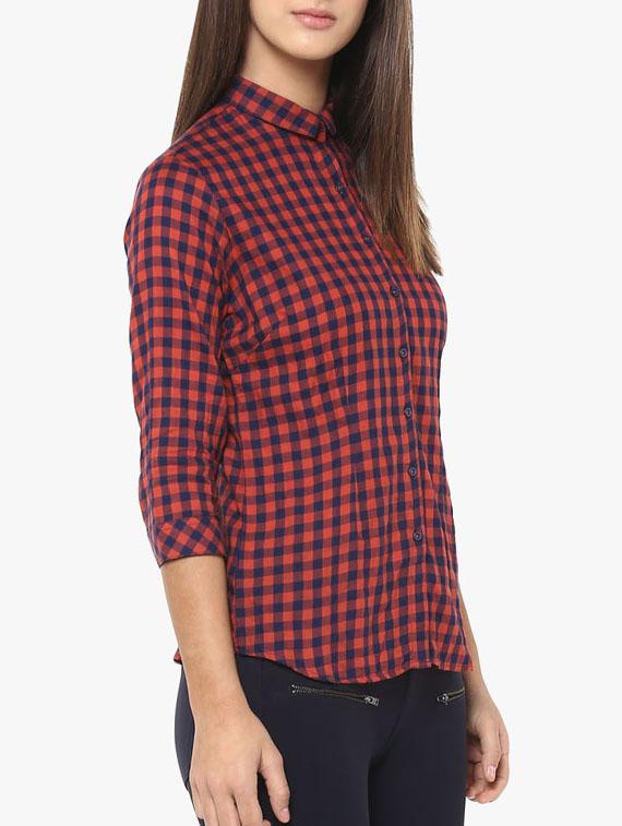 red cotton checkered shirt - 14954877 - Zoom Image - 2