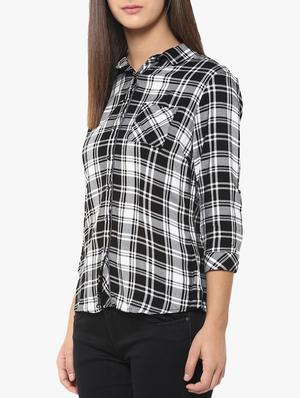 black checkered viscose shirt - 14954882 - Standard Image - 2