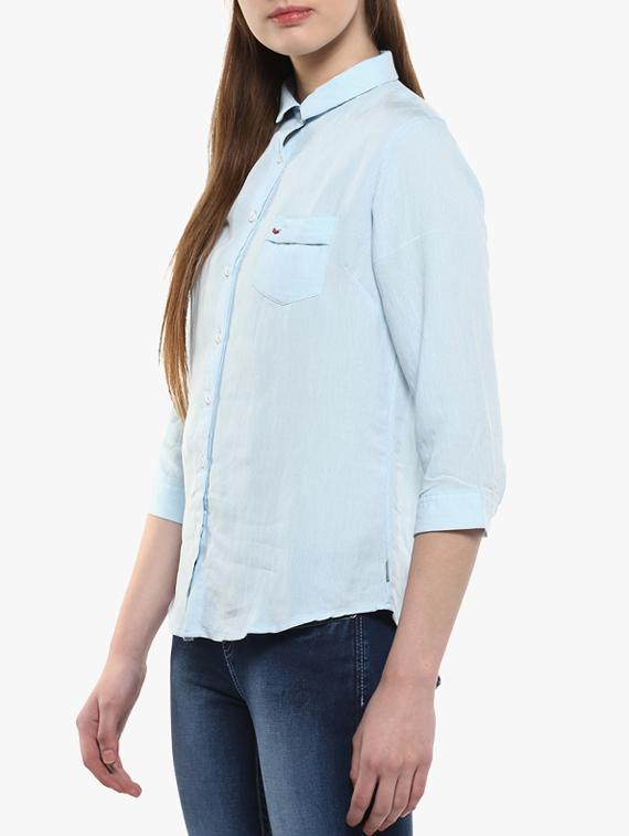 light blue cotton blend shirt - 14954925 - Zoom Image - 2