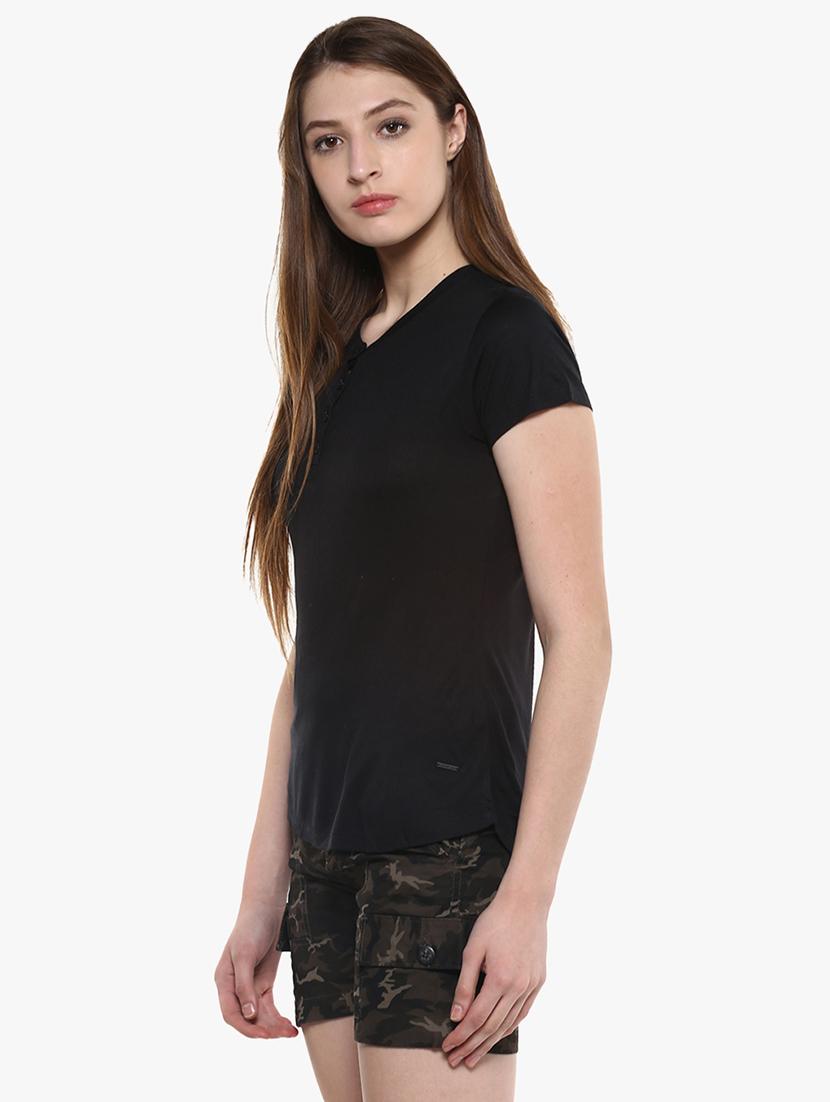 solid black henley tee - 14954943 - Zoom Image - 2