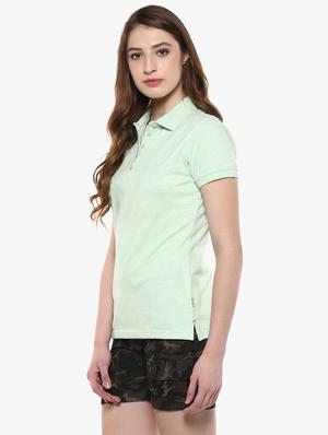 solid green polo neck tee - 14954944 - Standard Image - 2
