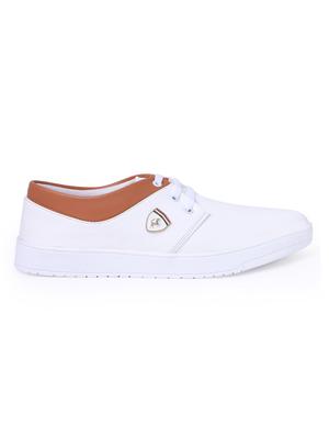 white leatherette lace up sneaker - 14957367 - Standard Image - 2
