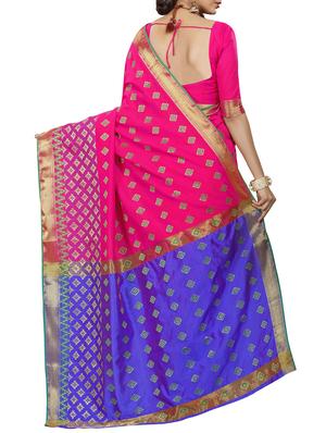 pink patola silk saree with blouse - 14958477 - Standard Image - 2