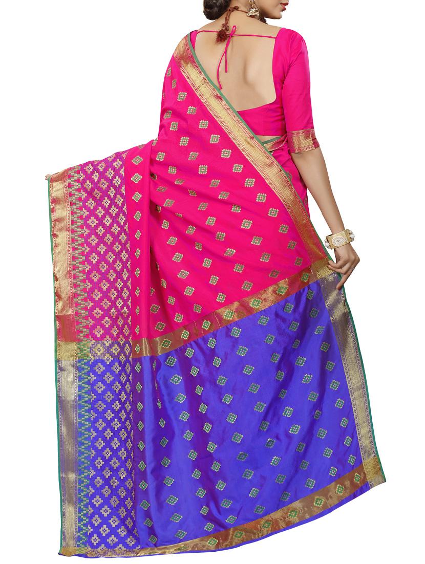pink patola silk saree with blouse - 14958477 - Zoom Image - 2