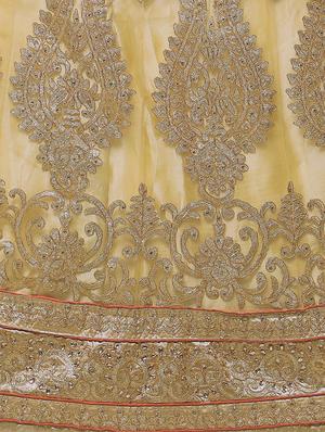 gold net embroidered panelled lehenga - 14959772 - Standard Image - 5