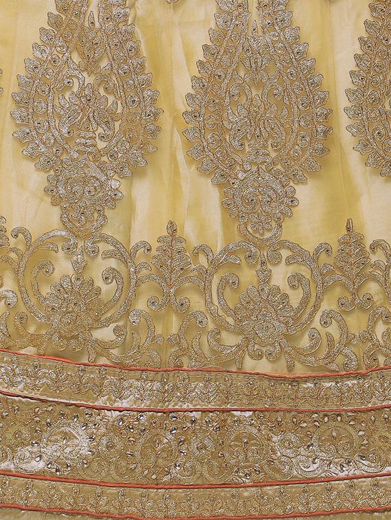 gold net embroidered panelled lehenga - 14959772 - Zoom Image - 5