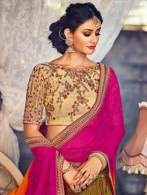 brown silk semi-stitched flared lehenga - 14959883 - Standard Image - 2
