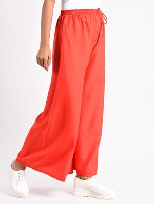 red solid cotton palazzo - 14961914 - Standard Image - 2