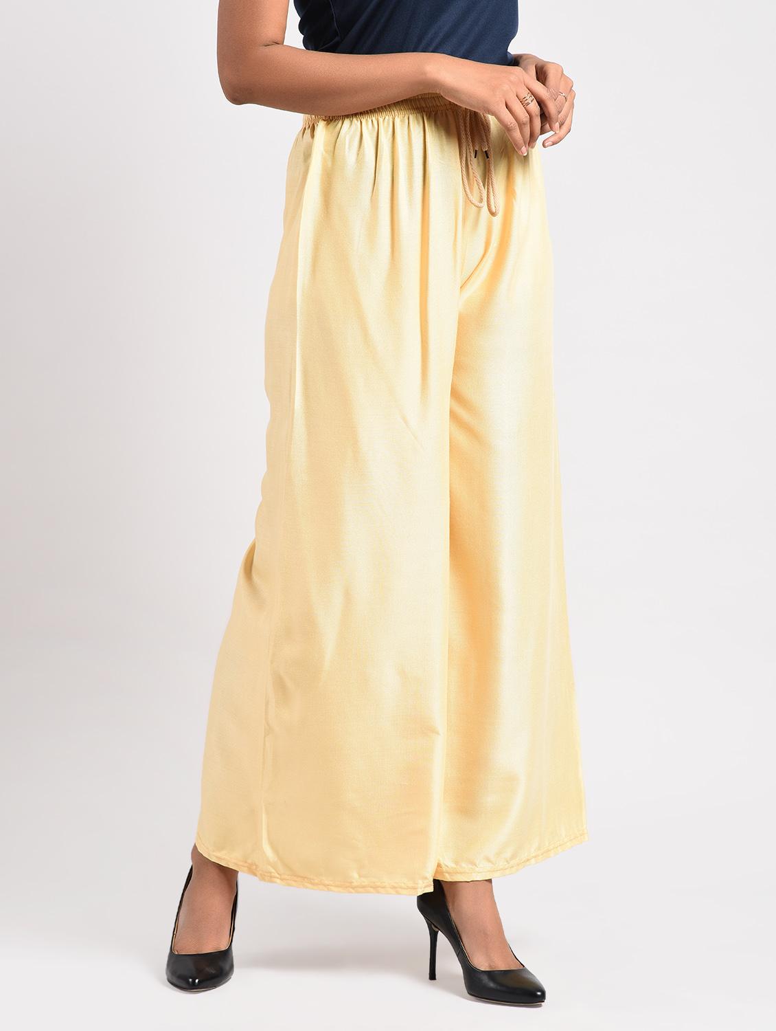 gold solid cotton palazzo - 14961917 - Zoom Image - 2