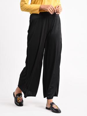 black solid rayon palazzo - 14961941 - Standard Image - 2