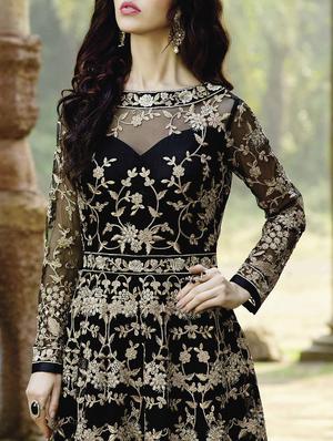 black net flared suits semistitched suit - 14965275 - Standard Image - 2