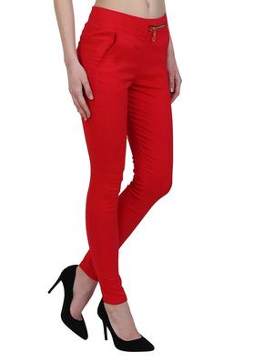 red cotton jeggings - 14965769 - Standard Image - 2