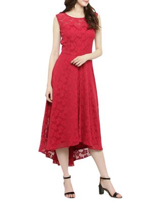embroidered mesh asymmetric hem dress - 14966351 - Standard Image - 2