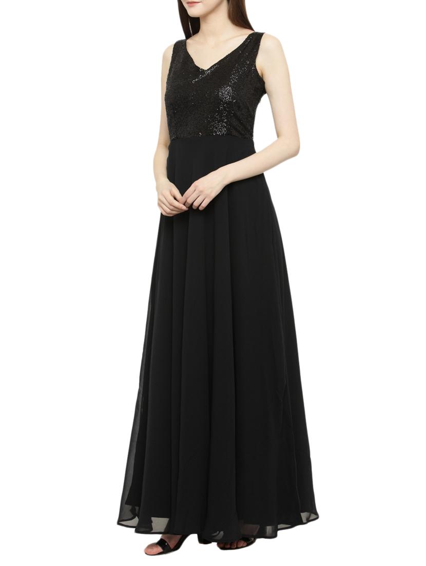 black georgette gown dress - 14966380 - Zoom Image - 2