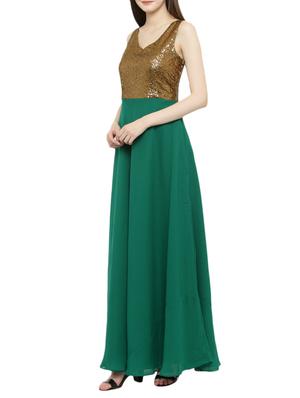 green georgette gown dress - 14966383 - Standard Image - 2
