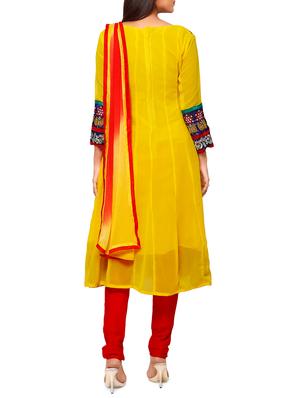 yellow chiffon anarkali suits unstitched suit - 14967718 - Standard Image - 2