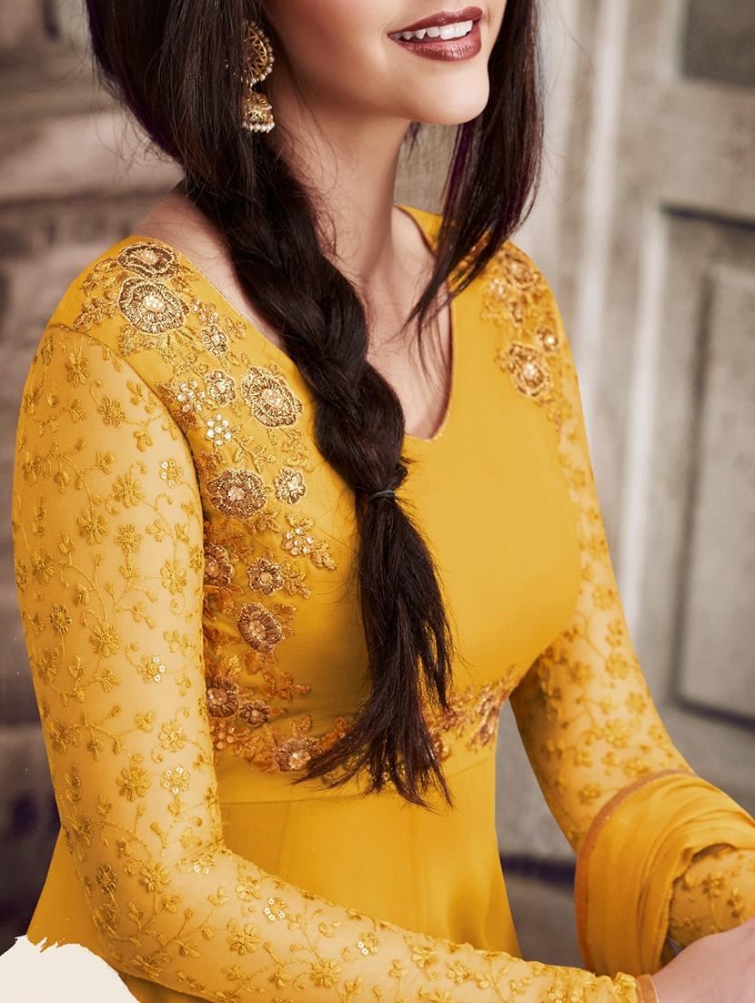 embroidered semi-stitched suit - 14968320 - Zoom Image - 2