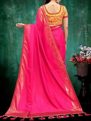 magenta silk bordered saree with blouse - 14969652 - Standard Image - 2