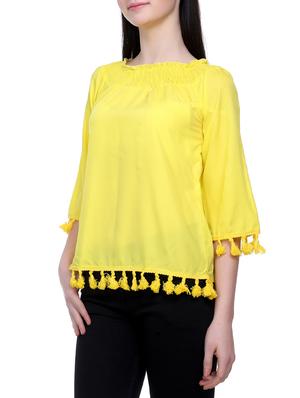 solid yellow laced top - 14970832 - Standard Image - 2