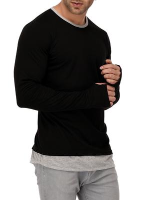 black cotton thumb hole tshirt - 14972786 - Standard Image - 2